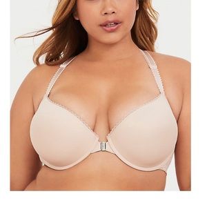 Beige microfiber push-up racerback bra